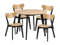 Round oak/black wood table D105, 4 oak/black chairs - Elariva MTPR92034