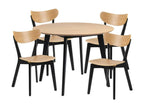 Round oak/black wood table D105, 4 oak/black chairs - Elariva MTPR92034