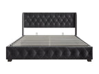 Upholstered velvet storage bed - decorated with rivets - with slatted base - 180x200cm - Grey WMUV30099