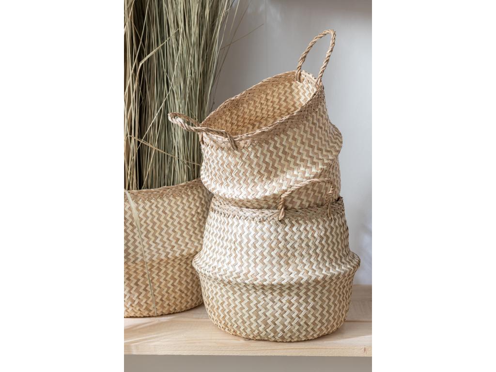 Set of 3 retractable baskets, white rattan, 35x35x35cm YYIU42794