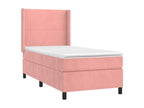 Upholstered bed base with mattress and LED light, Pink, 80x200 cm, Velvet, SHLK83232