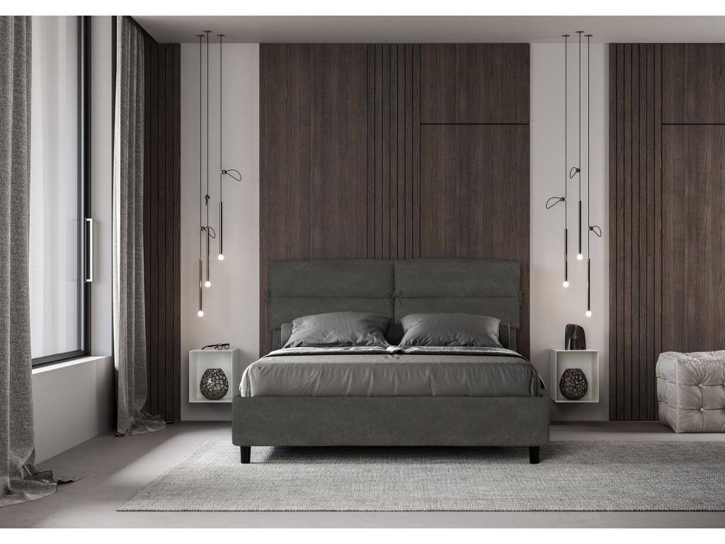 Elariva PCLJ05203 160x200 Grey Microfiber Upholstered Double Storage Bed