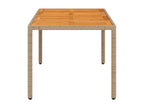 Beige garden table 190x90x75 cm woven resin wood by Elariva NSSE49441