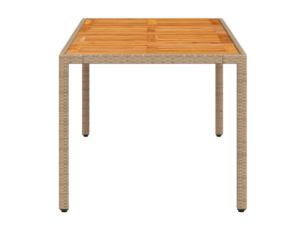 Beige garden table 190x90x75 cm woven resin wood by Elariva NSSE49441