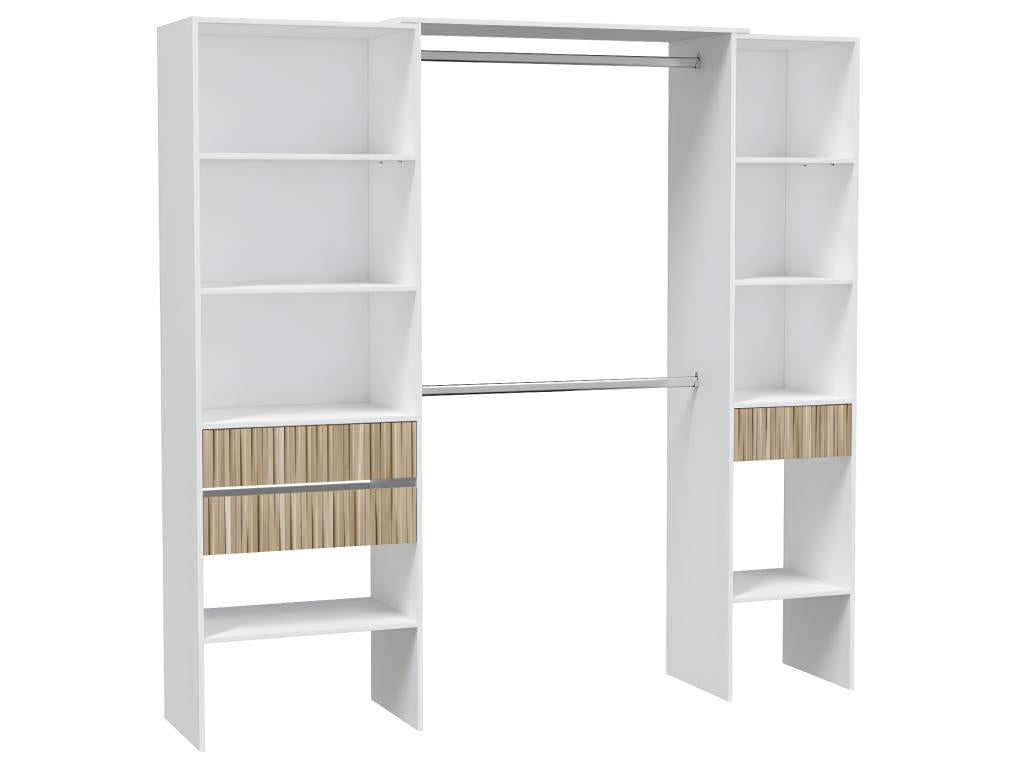 Wardrobe with 3 drawers, natural arctic white - length 190 x height 187 x depth 40 cm HPPR63721