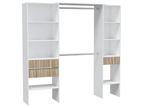Wardrobe with 3 drawers, natural arctic white - length 190 x height 187 x depth 40 cm HPPR63721