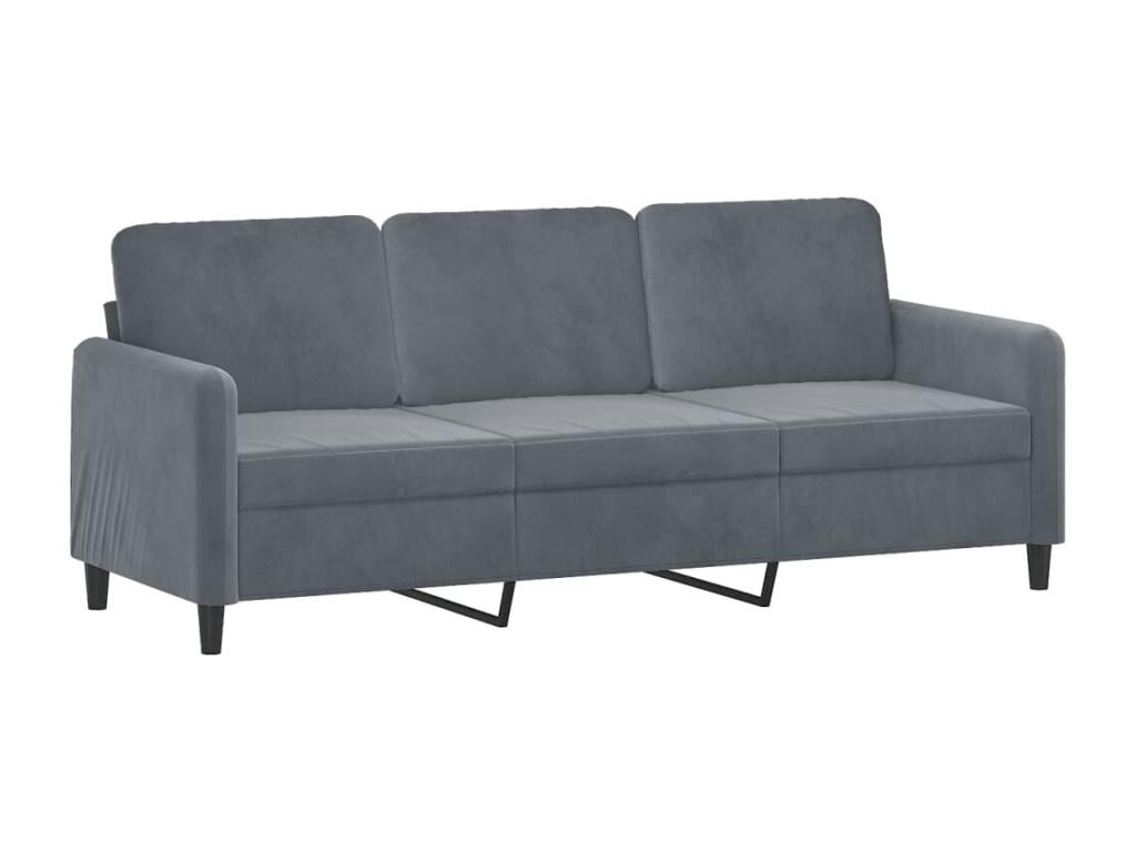 3-seater sofa with dark grey cushions, 180 cm, velvet YKPJ58746