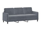 3-seater sofa with dark grey cushions, 180 cm, velvet YKPJ58746