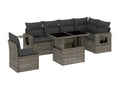 Garden furniture set with cushions, 7 pieces, grey woven resin, UYHU08012