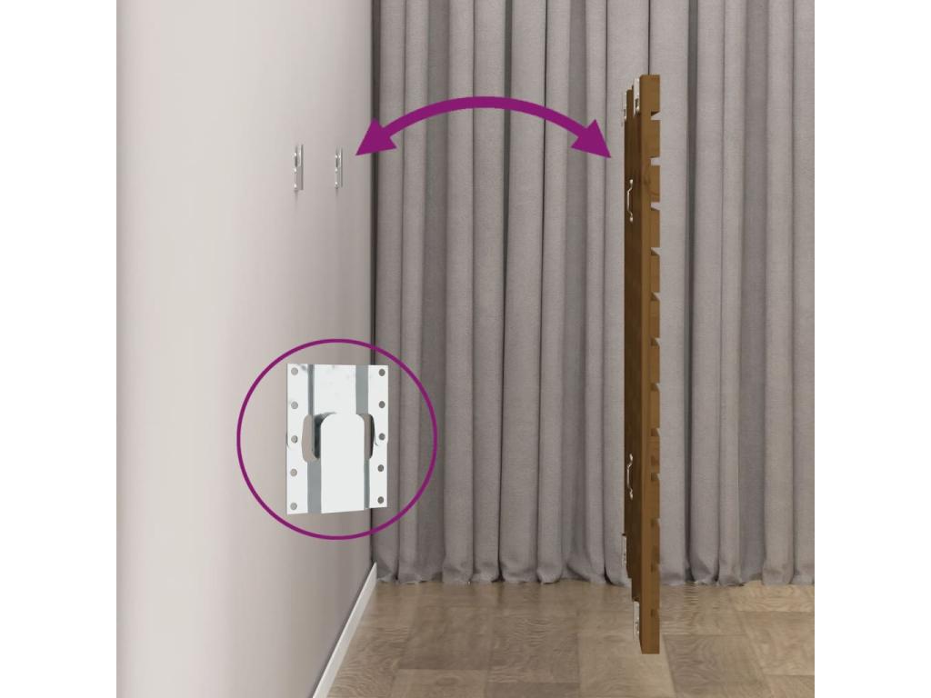 Wall-mounted headboard, honey brown, 156x3x91.5 cm, solid pine wood, OANQ52744