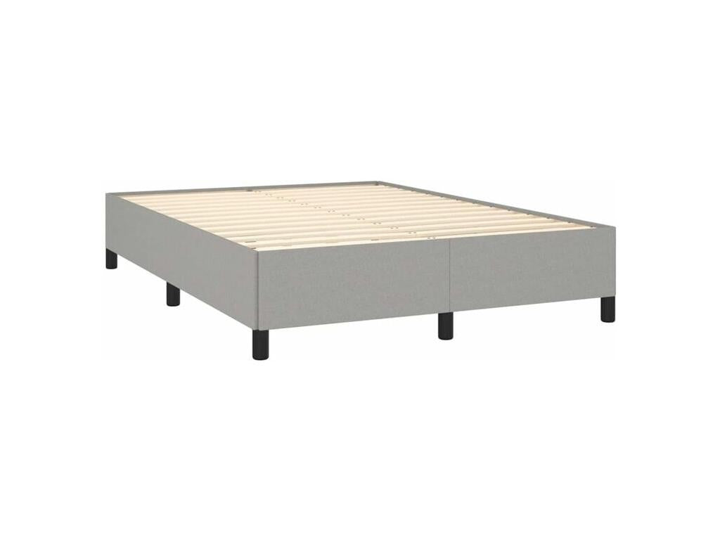 Bed base with mattress, light grey, 140x190 cm, fabric, NMHZ19771