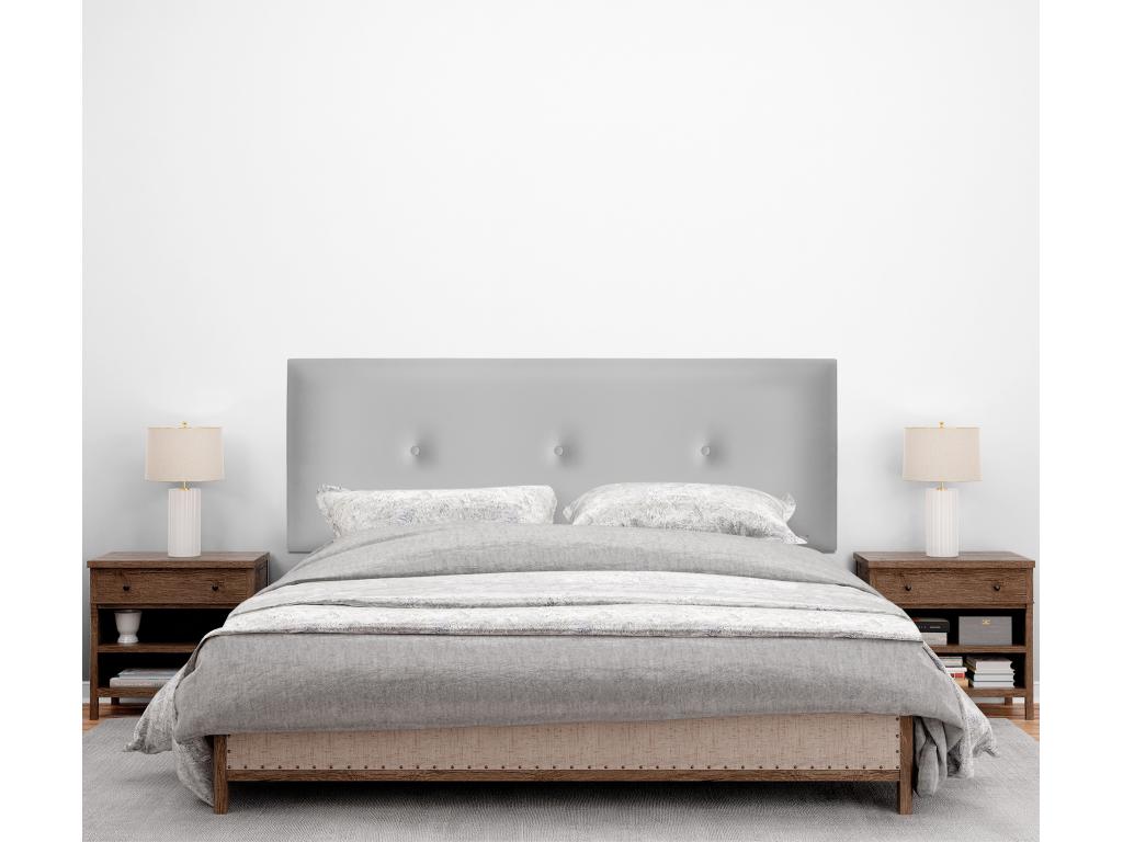 Boisona Smooth Faux Leather Headboard with Buttons 135x50cm for 120/135cm Beds - Light Grey VQWN88981