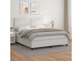 Upholstered bed base with mattress, white, 160x200cm, faux leather, WDKX58023