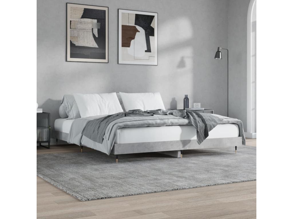 Concrete grey bed frame 200x200 engineered wood TJOE56208