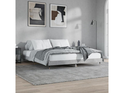 Concrete grey bed frame 200x200 engineered wood TJOE56208