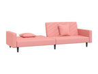 2-seater sofa bed with two pillows, Pink Velvet PIZQ41486