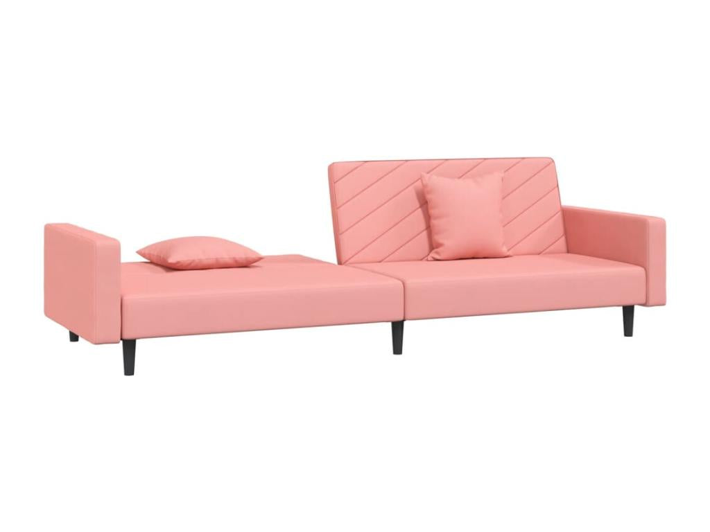 2-seater sofa bed with two pillows, Pink Velvet PIZQ41486