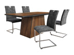 Table and 4 cantilever chairs in grey velvet - 138.5x80x75 cm - MDF wood - Brown OPAJ88208