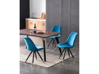 Boisona - Rectangular Dining Table Set in Walnut Finish with 6 Blue Velvet Chairs BBHP14606
