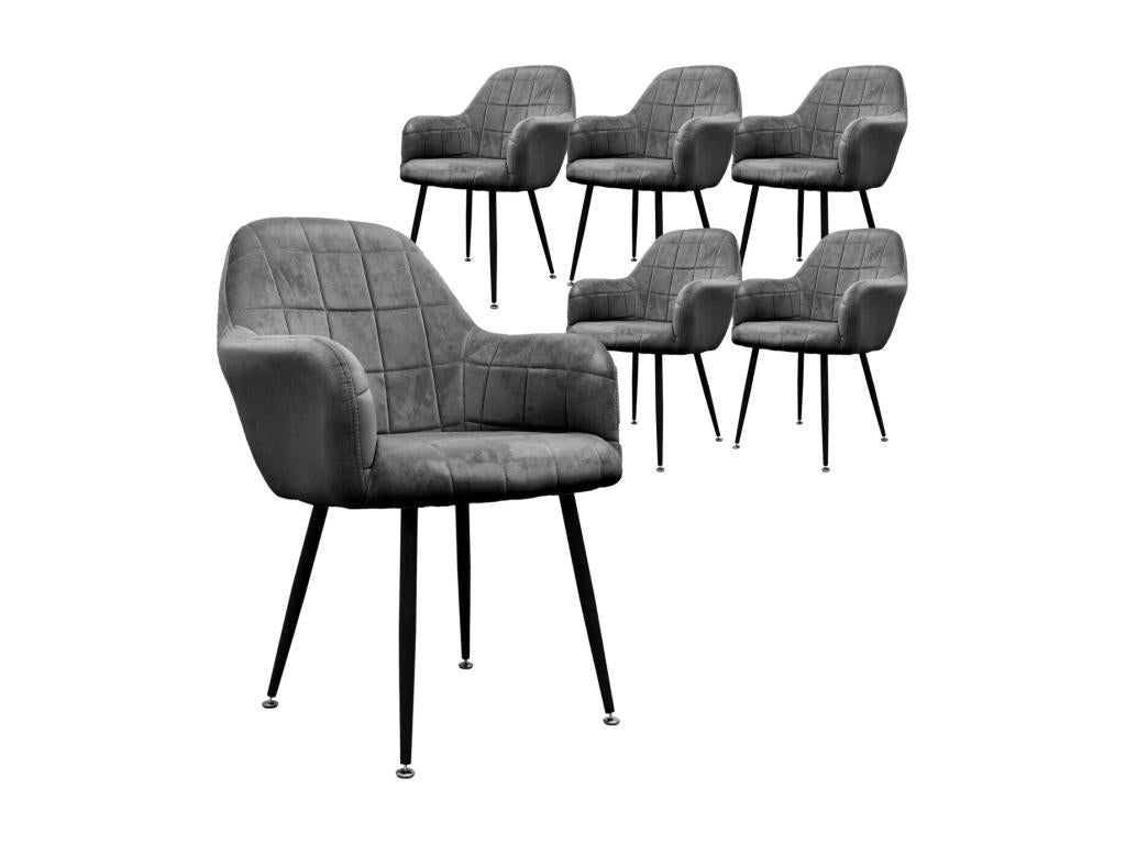 6 Dining Chairs Velvet Living Room Chairs Kitchen Chair Set Dark Grey UXSS47328