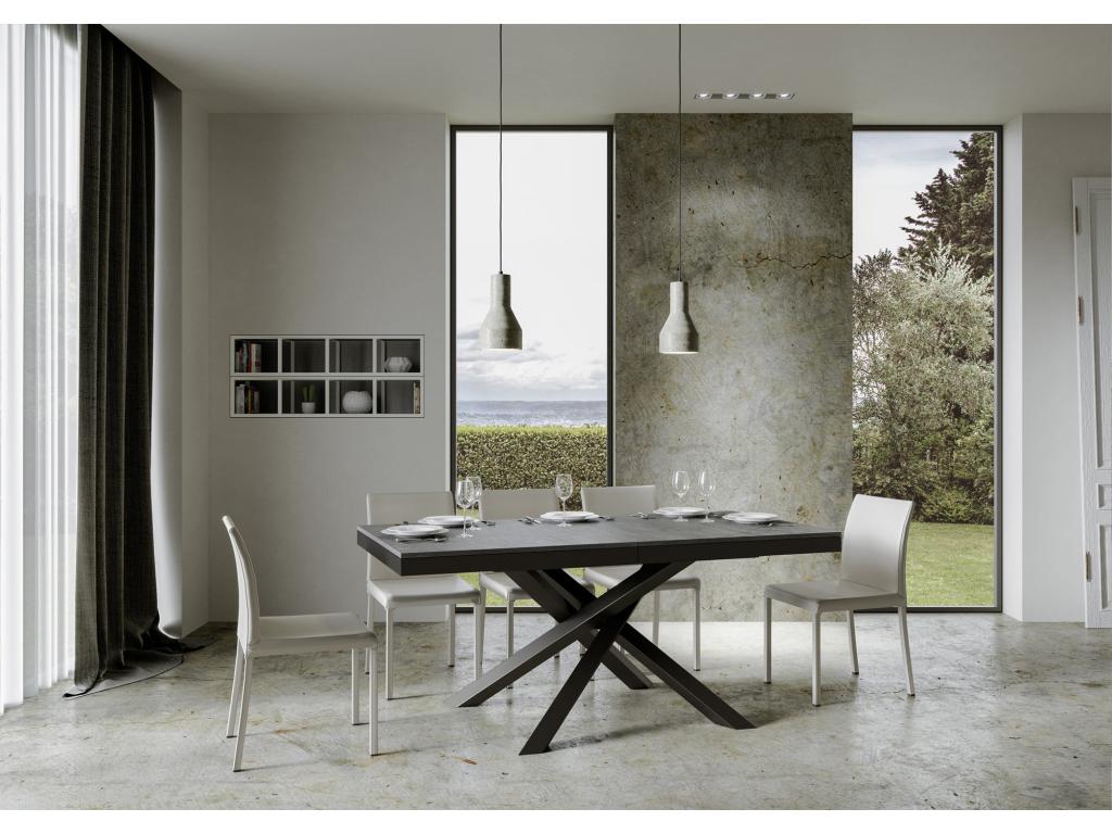 Extendable table 90x160/264 cm Concrete Grey Anthracite frame RFHK88097