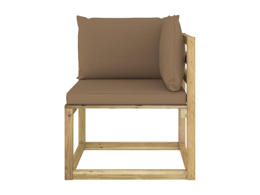 2-piece garden corner sofas and cushions, green impregnated pine JTYP29841