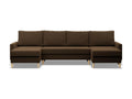 Large U-shaped corner sofa with sleeping function and reversible cushion, brown, EDCQ65155