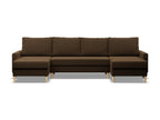 Large U-shaped corner sofa with sleeping function and reversible cushion, brown, EDCQ65155