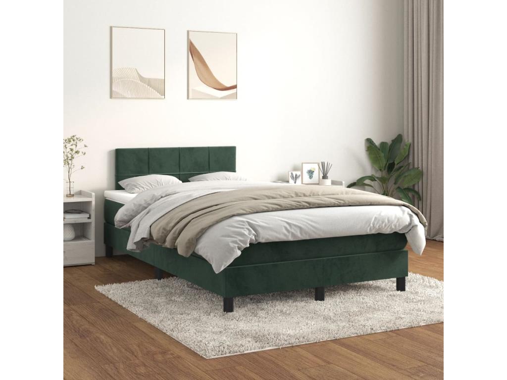 Bed base with dark green mattress 120x190 cm YAQI25576