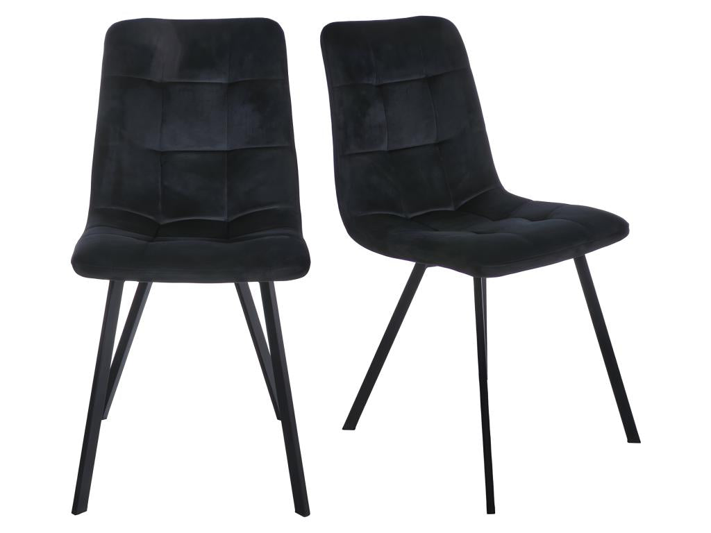 Set of 2 black velvet chairs with black metal legs - Elariva KLKI35586