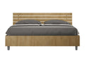 Bed with 160x200 slatted base, straight headboard with natural oak slats, Boisona FQXE89374