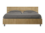 Bed with 160x200 slatted base, straight headboard with natural oak slats, Boisona FQXE89374