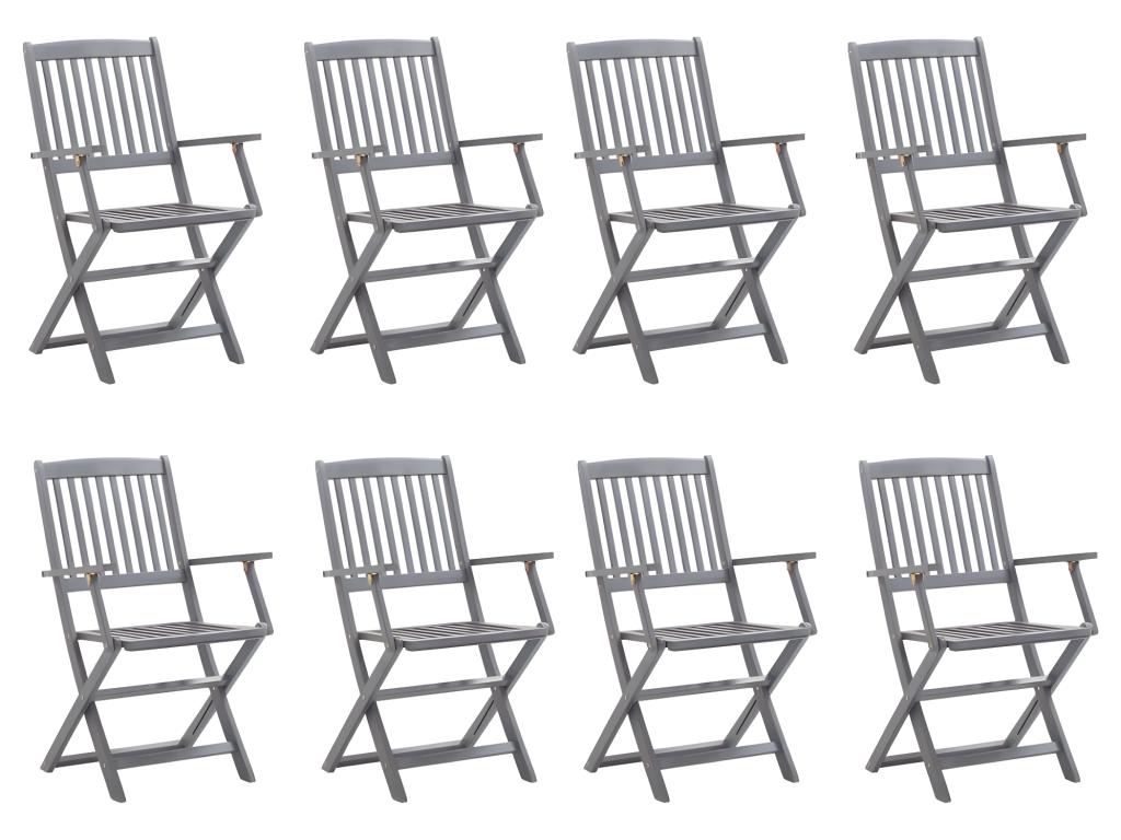 Folding outdoor chairs, set of 8, with cushions, Elariva wood, MRUX97864