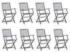 Folding outdoor chairs, set of 8, with cushions, Elariva wood, MRUX97864