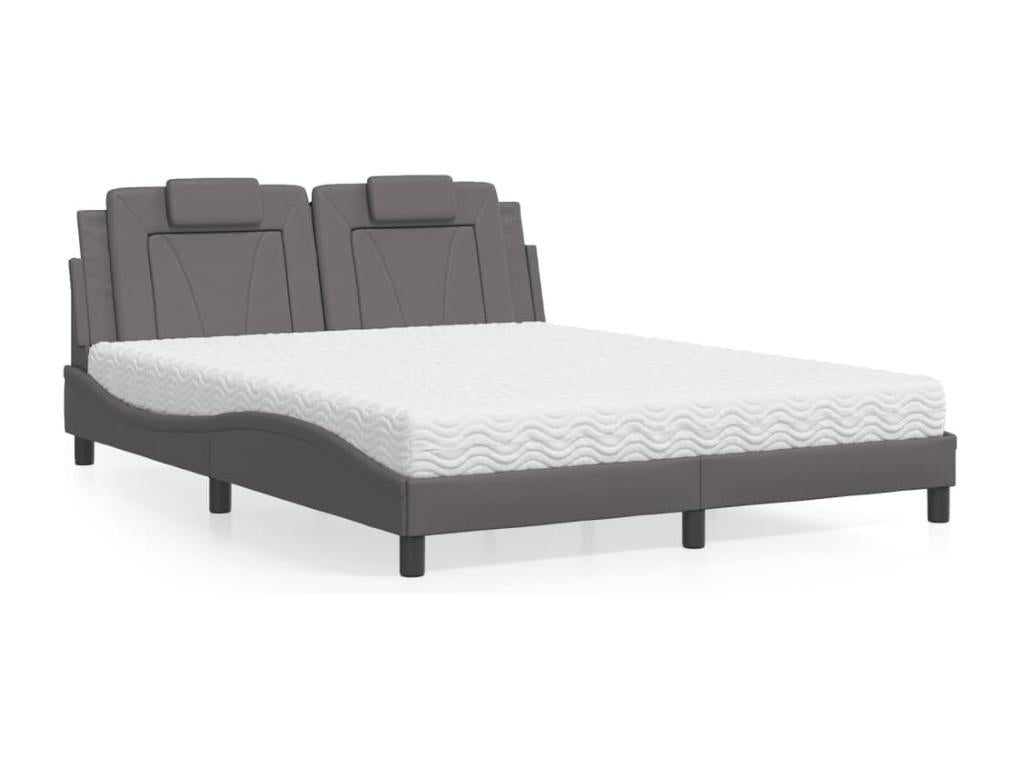Bed with grey mattress 160x200 cm faux leather LYXL33025