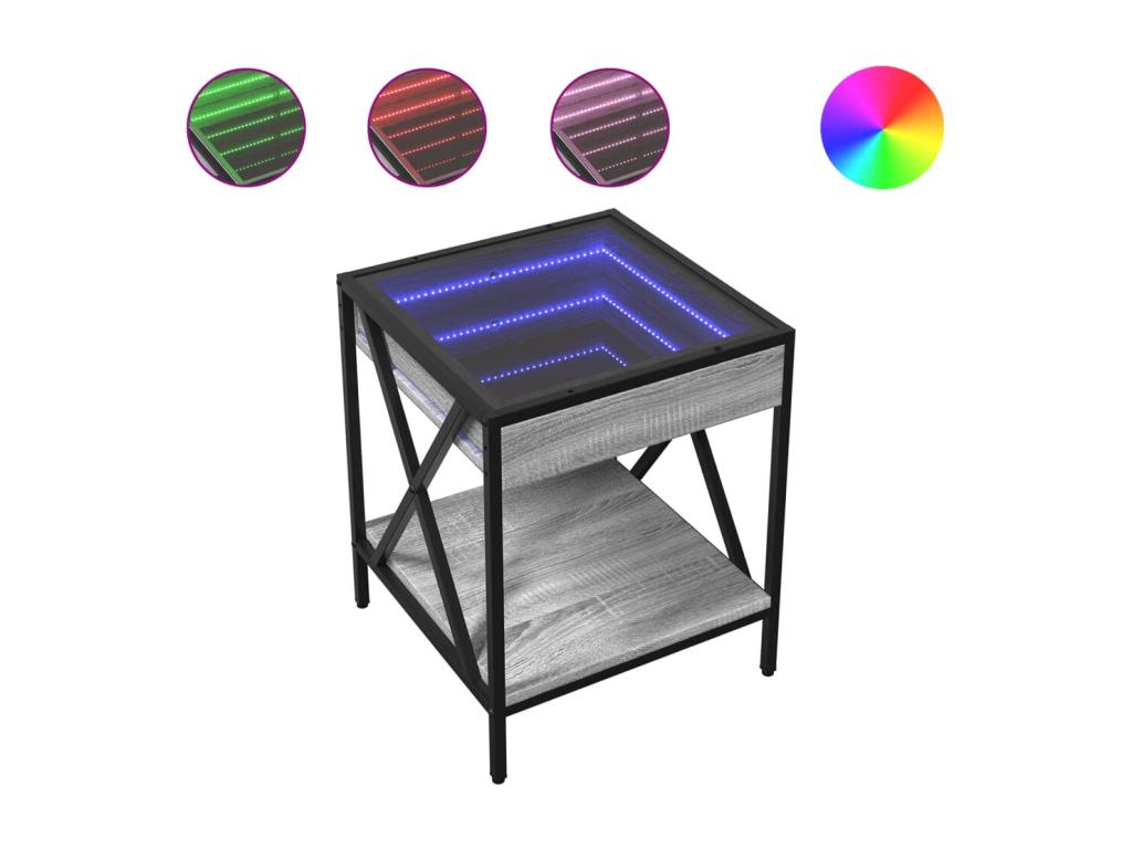 Boisona grey coffee table with LED lighting, 40x40x49 cm, BXJE84457