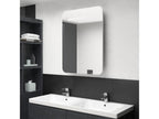 Bathroom cabinet with LED mirror, white and oak, 60x11x80 AOLG04734