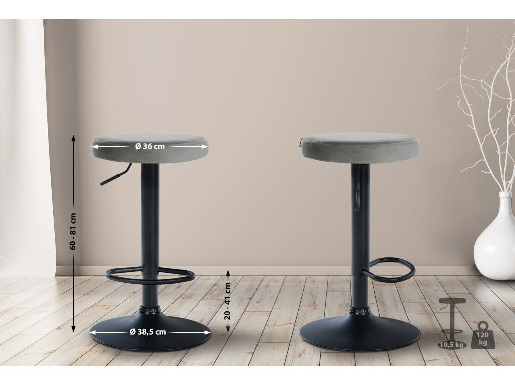 Set of 2 Bar Stools - Velvet / Metal - Grey - Elariva HSQR64404