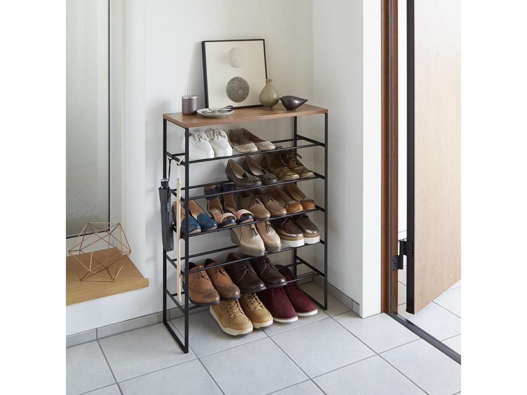 Boisona 5-Tier Shoe Rack, Wood and Black Metal - L66 cm BRWI43726