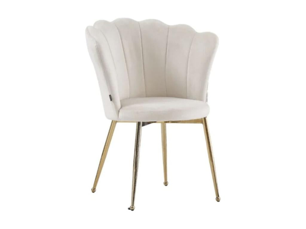 Modern velvet chair with gold metal legs, Petal - Set of 2 - Beige SLXL44205