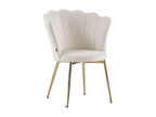 Modern velvet chair with gold metal legs, Petal - Set of 2 - Beige SLXL44205