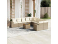 11-piece garden furniture set with beige resin wicker cushions SFEN05581