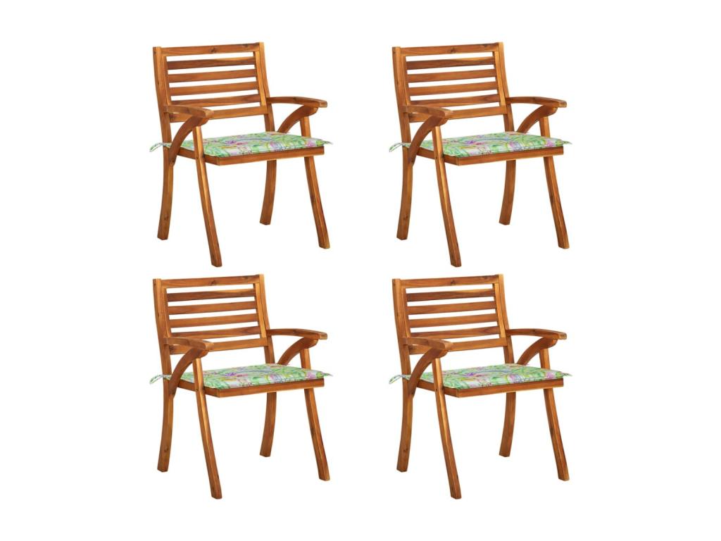 Garden chairs with cushions, 4 pieces, solid teak wood, BNPB42162