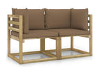 2-piece garden corner sofas and cushions, green impregnated pine JTYP29841