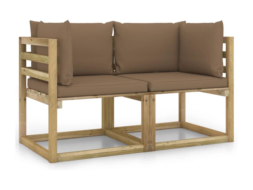 2-piece garden corner sofas and cushions, green impregnated pine JTYP29841