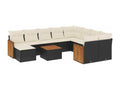 11-piece garden furniture set with cushions, black woven resin AUSJ04694