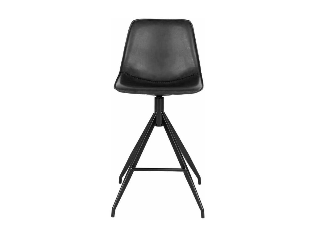 Elariva - Set of 2 Black Faux Leather High Chairs with Black Metal Swivel Base NFWG91471