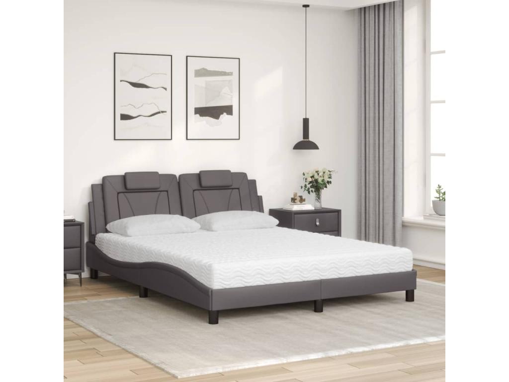 Bed with grey mattress 160x200 cm faux leather LYXL33025