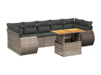 8-piece garden furniture set with grey resin wicker cushions MXYK68782