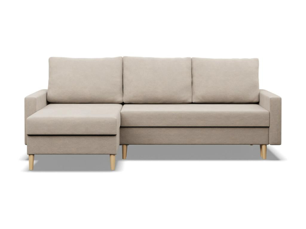 Corner sofa with sleeping function, reversible cushion, beige YGPJ55684